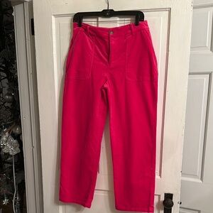 NEW Hot Pink Ankle Cropped Pants with Straight Leg Cut